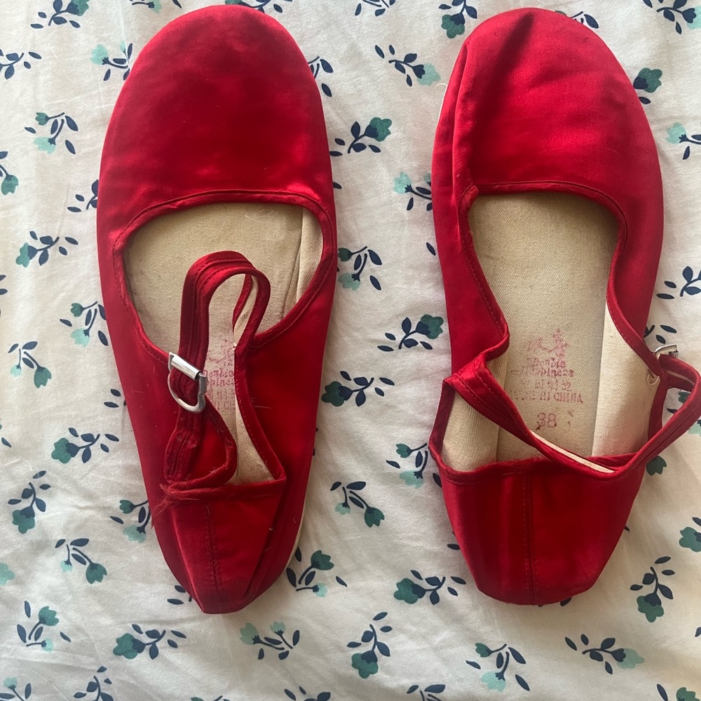 Red Satin Chinese Slippers